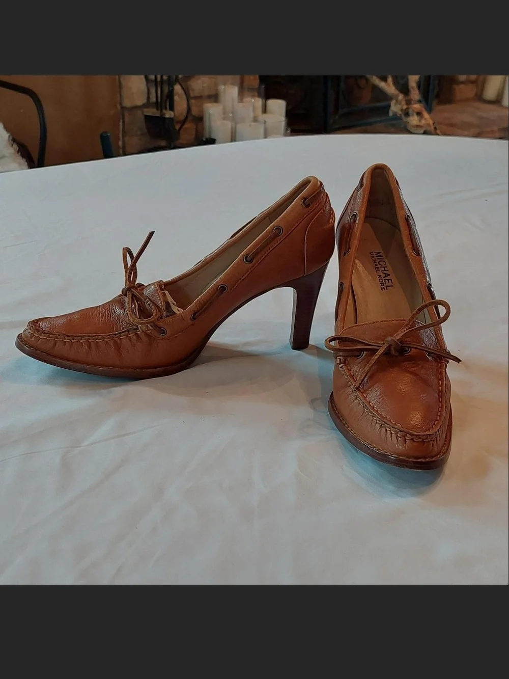 Vintage Michael Kors Leather Heeled Loafers Boat Shoes Pumps SZ 7.5